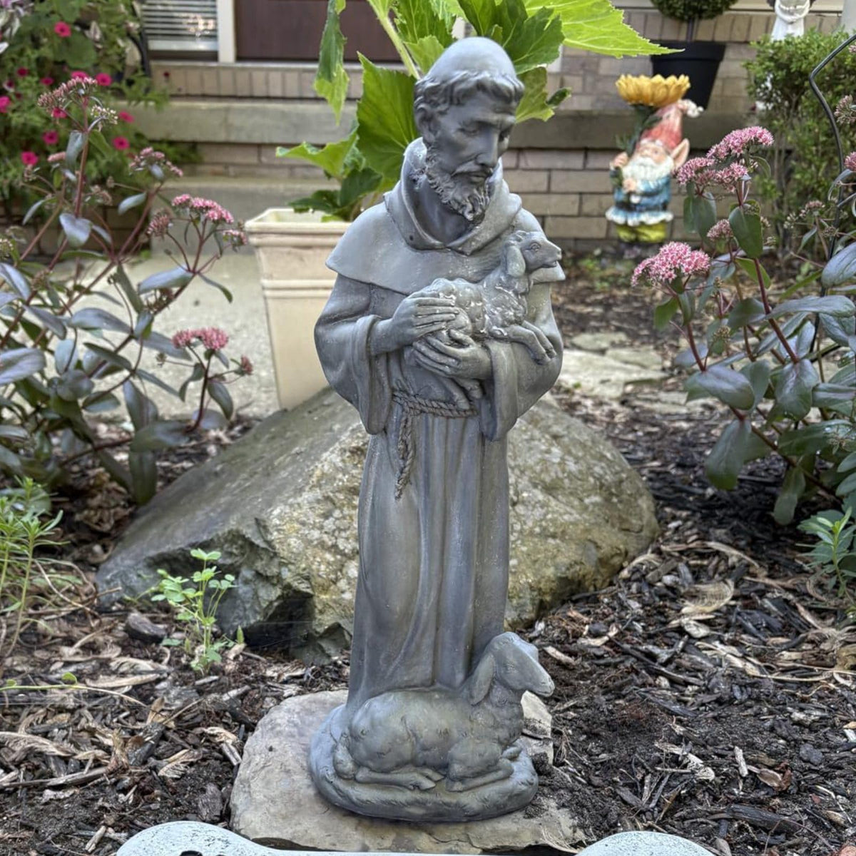 Newman House Studio 15.2 inch Saint Francis statue, balanced elegance for outdoors.