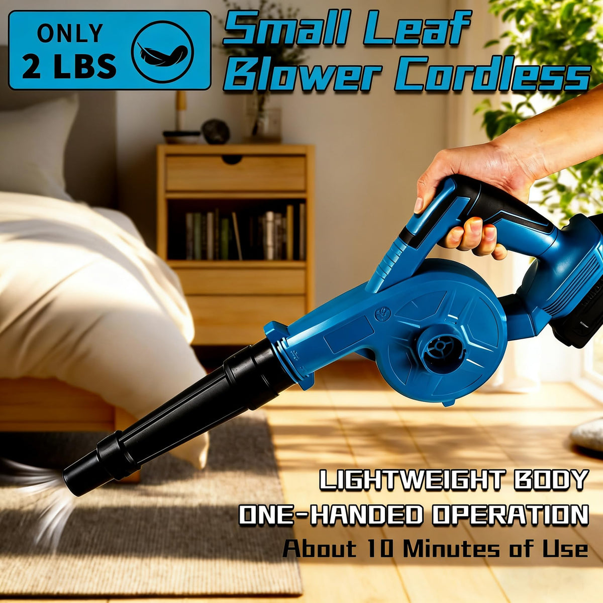 NEWONE blower converts to a vacuum for dust and pet hair cleanup.