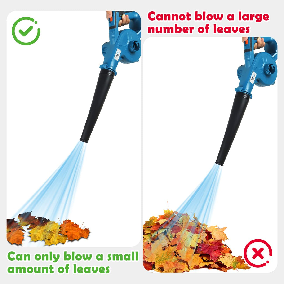 NEWONE dual-speed control tailors airflow for leaves and inflatables.