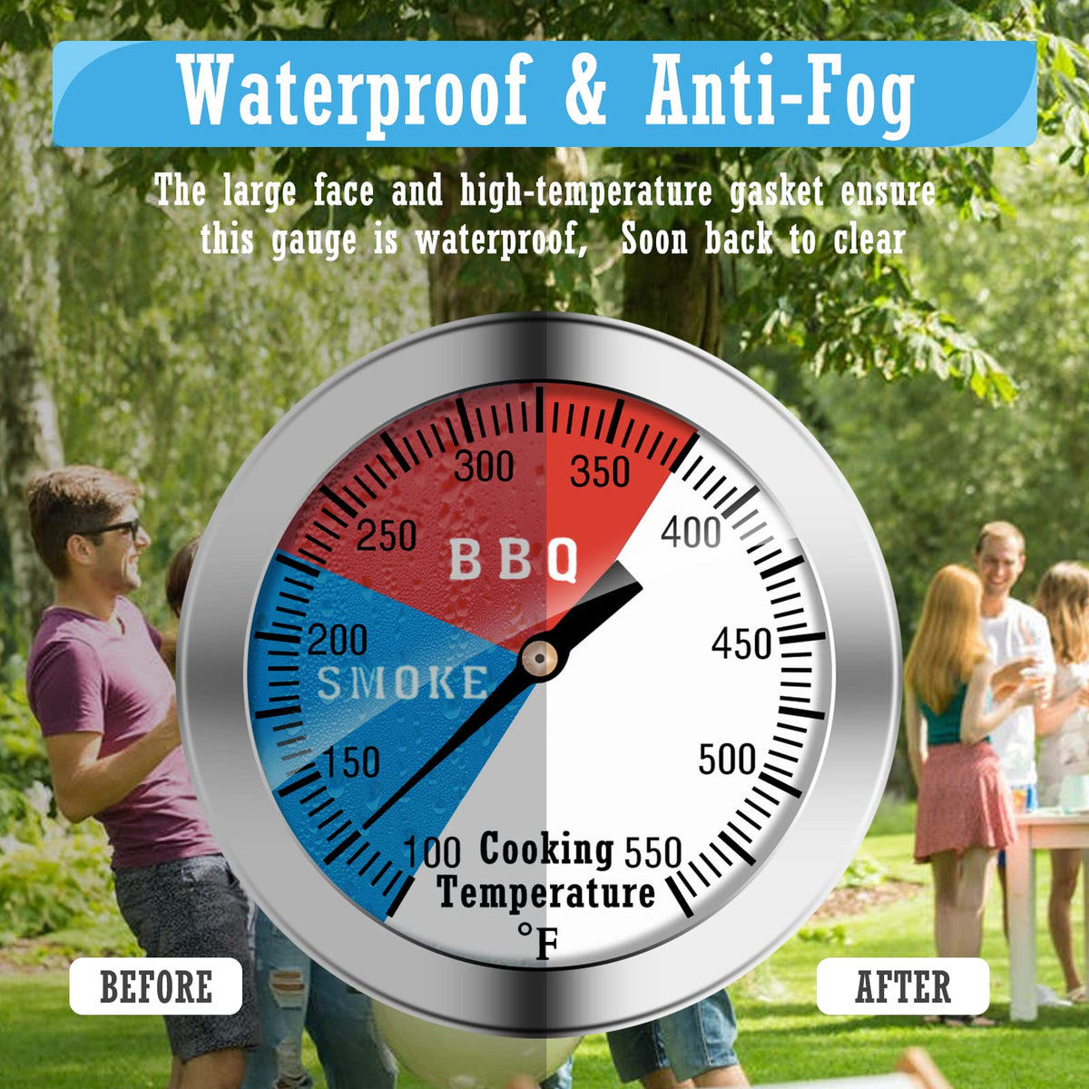 NEWSTART charcoal grill thermometer mount for quick secure installation