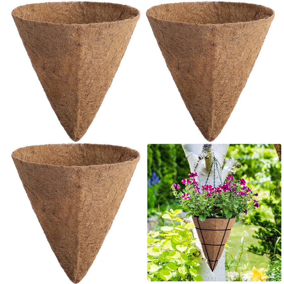 Newtay cone-shaped coconut liner for 14-inch hanging baskets improves drainage