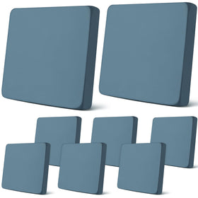 Newwiee 8Pcs patio cushion covers in gray-blue protect outdoor cushions.