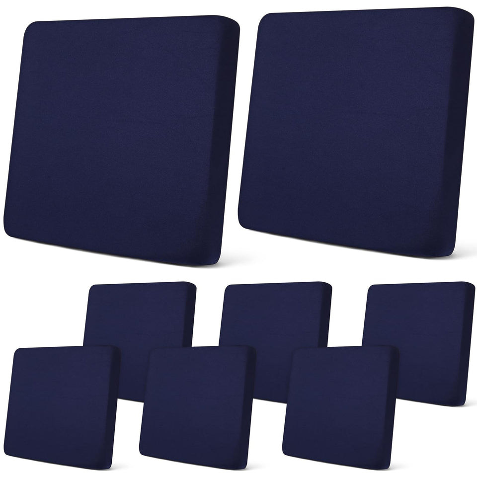 Newwiee 8Pcs Navy patio cushion covers stretch snugly over cushions