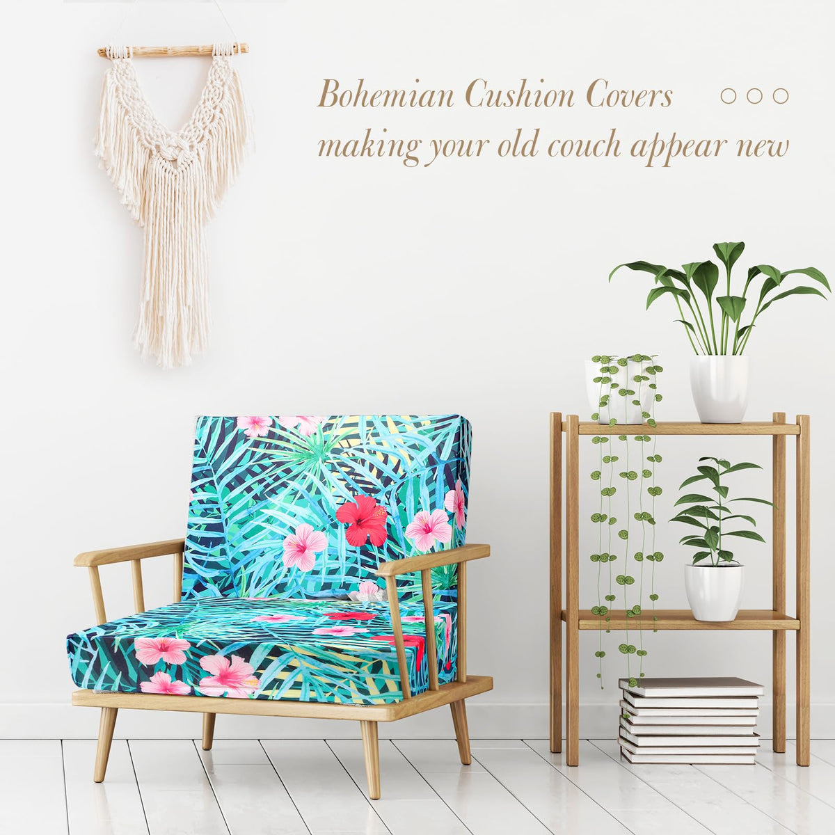 Newwiee 8Pcs vibrant floral design protects cushions from wear and spills