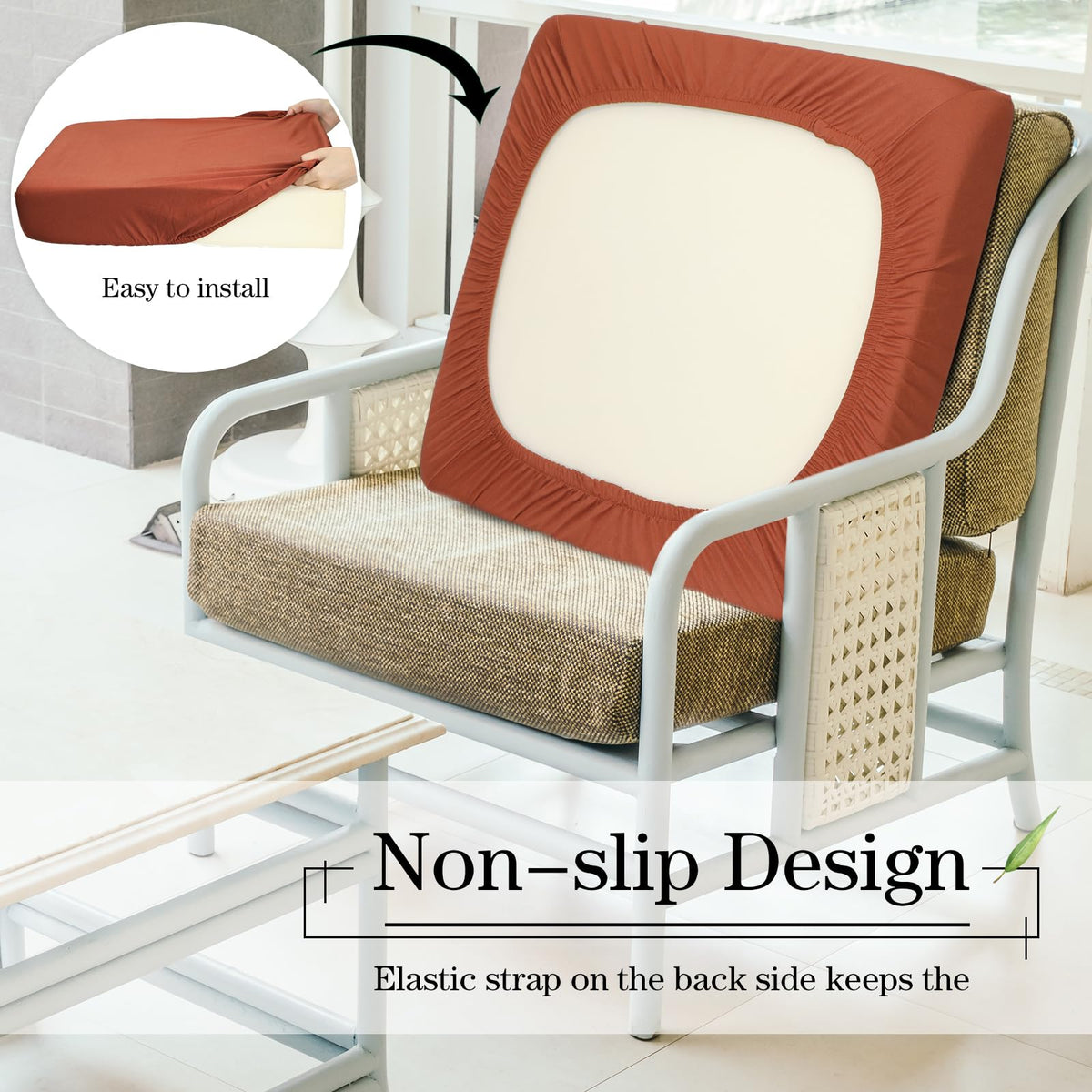 Newwiee terra-cotta cushion cover enhances outdoor decor with durable protection