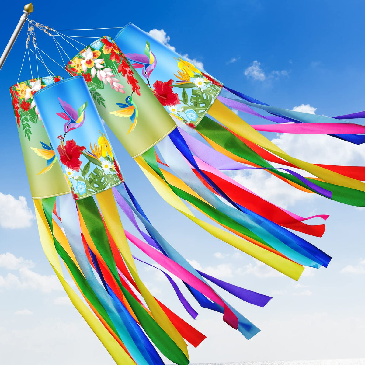 Newwiee twin hummingbird windsock 40inch decor adds color to your garden