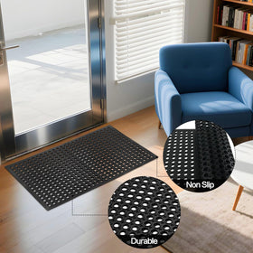 Nexboraque rubber mat with perforated design traps dirt and moisture.