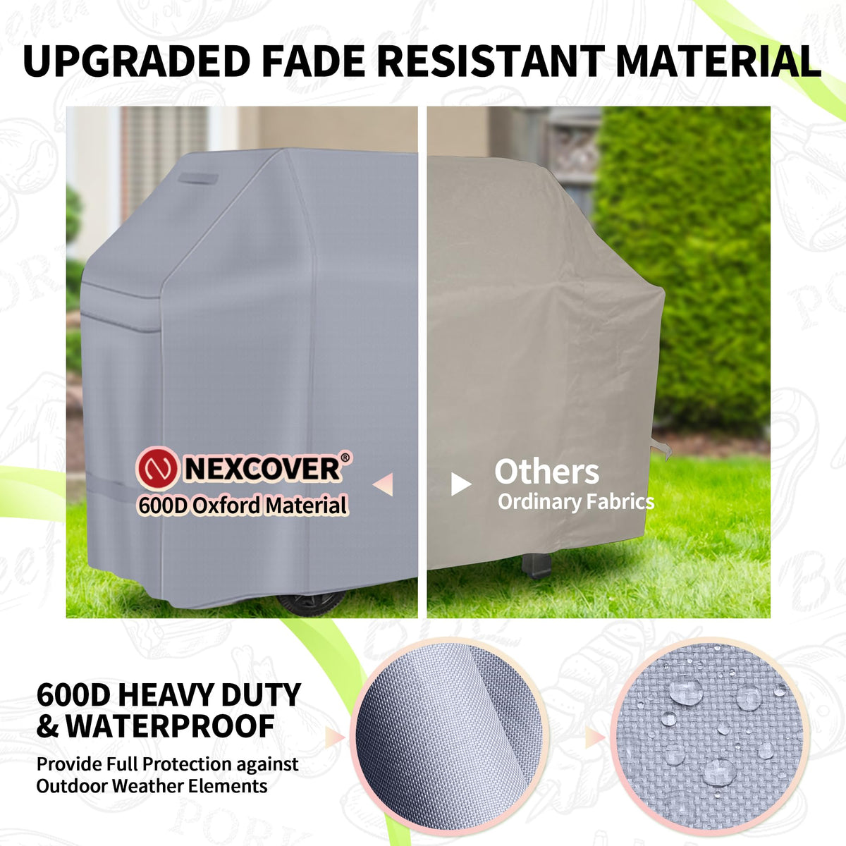 NEXCOVER 55-inch grill cover air vents detail helps moisture escape