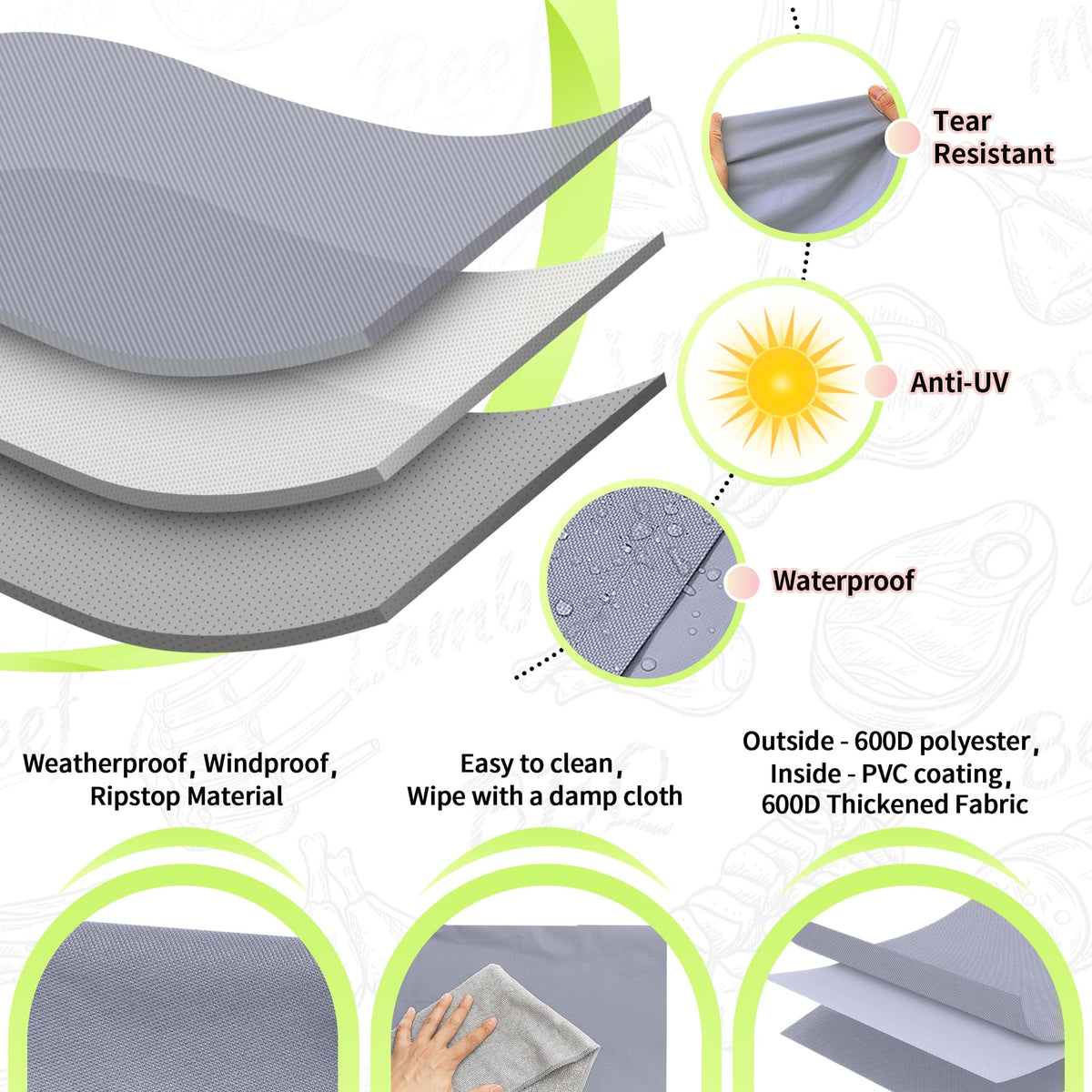 NEXCOVER 55-inch grill cover folded for storage, remains lightweight
