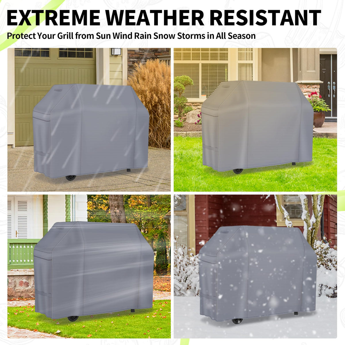 NEXCOVER 55-inch grill cover handles and straps secure with ease