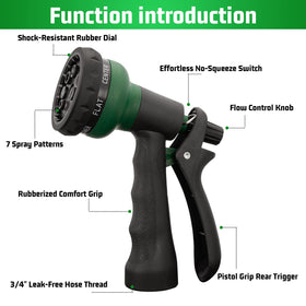 NEXCOVER nozzle showing 7-pattern dial for versatile watering.