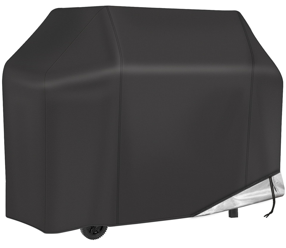 Nexcover grill cover over a 55 inch grill showing wide compatibility and weather protection