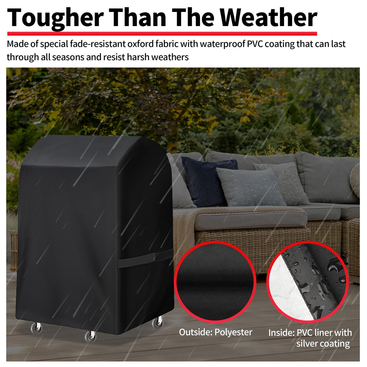 NEXCOVER grill cover easy-clean design cleans with water.