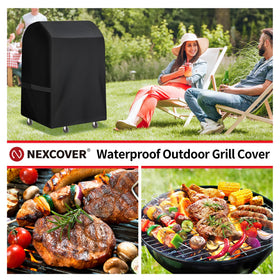 NEXCOVER grill cover folds compactly for storage when not in use.