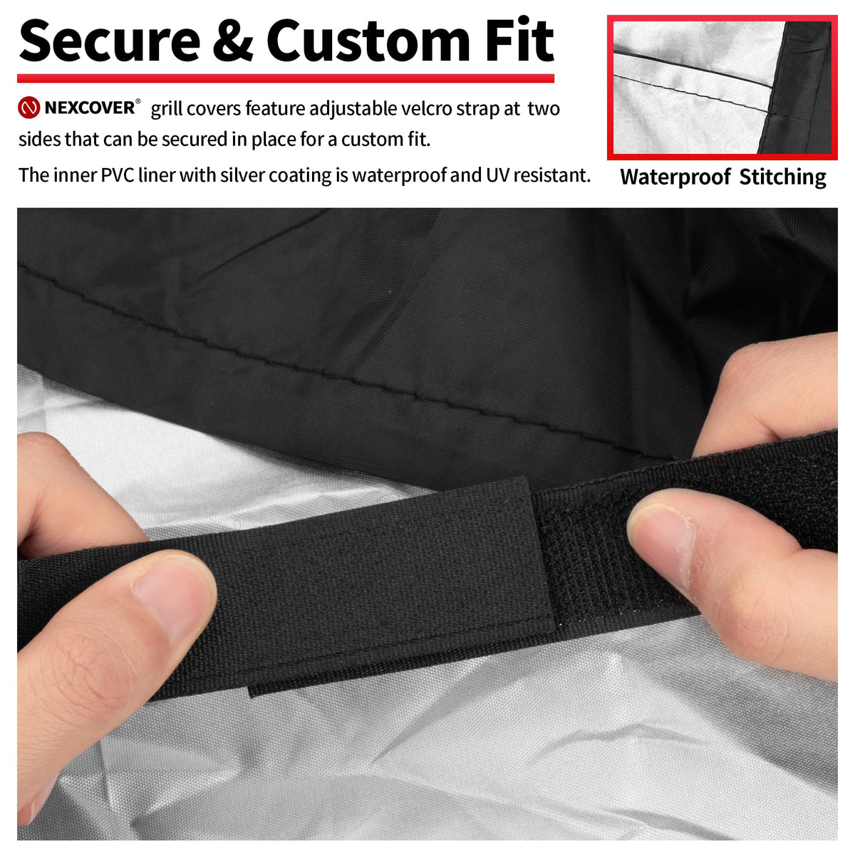 NEXCOVER grill cover sturdy stitching provides durable, tear-resistant protection.