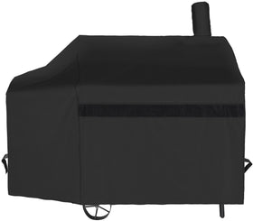 NEXCOVER offset smoker cover front view shields a 60W x 28D x 37.5H smoker from rain