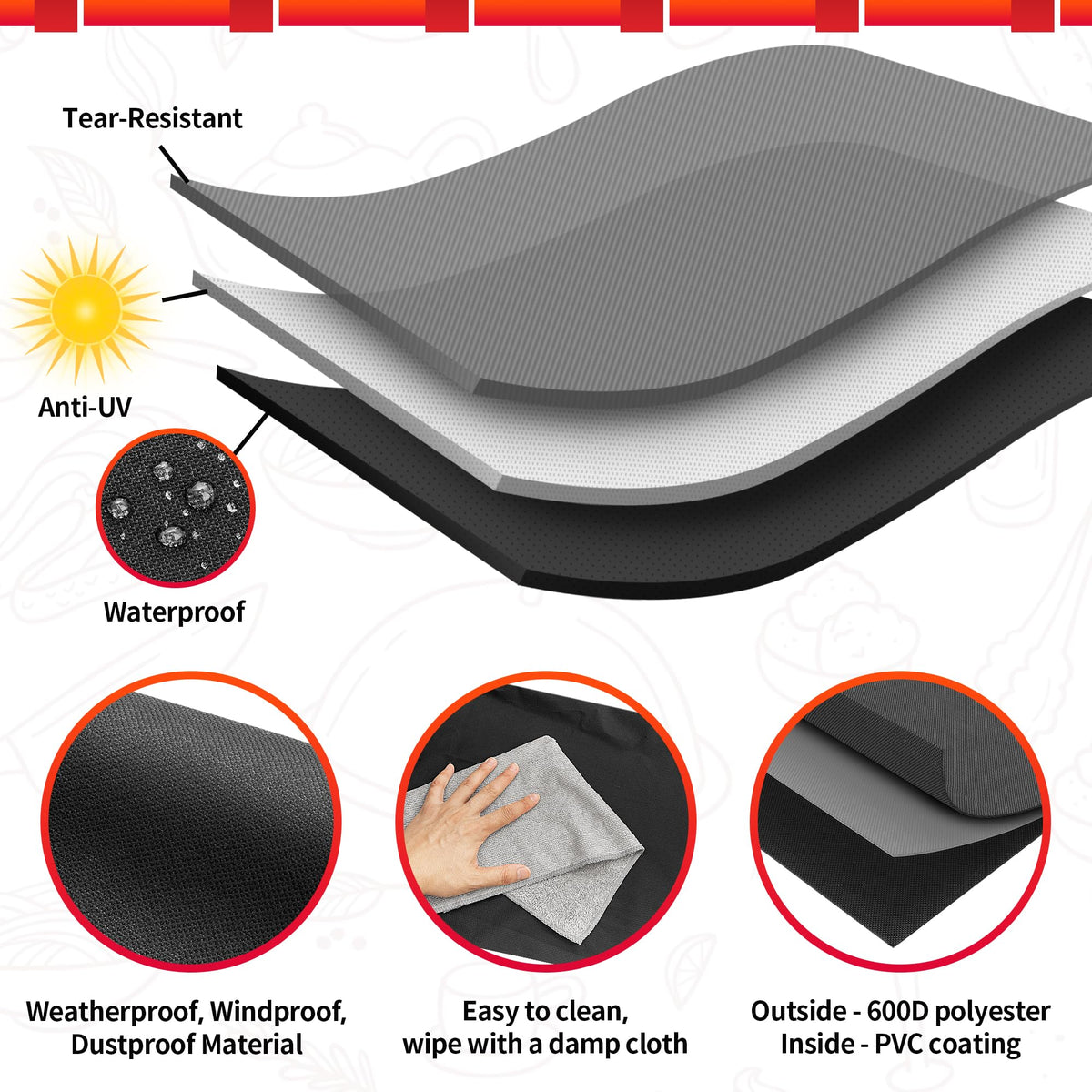 NEXCOVER round kettle cover in Oxford fabric provides reliable weather protection