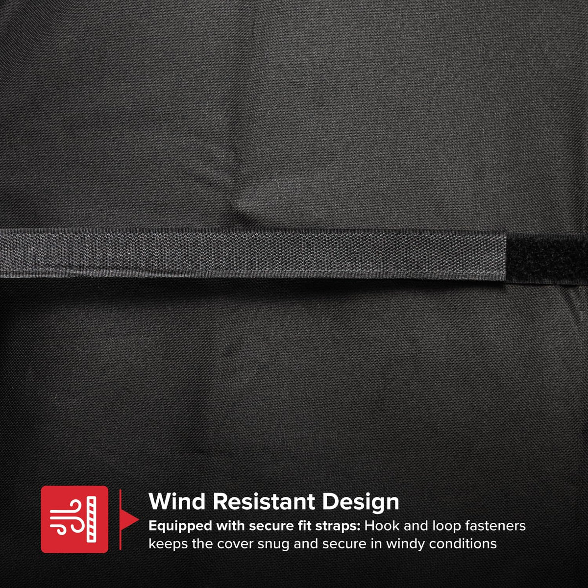Nexgrill cover with adjustable straps stays secure during windy conditions.