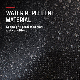 Vent design detail keeps moisture escaping while grill remains protected outdoors