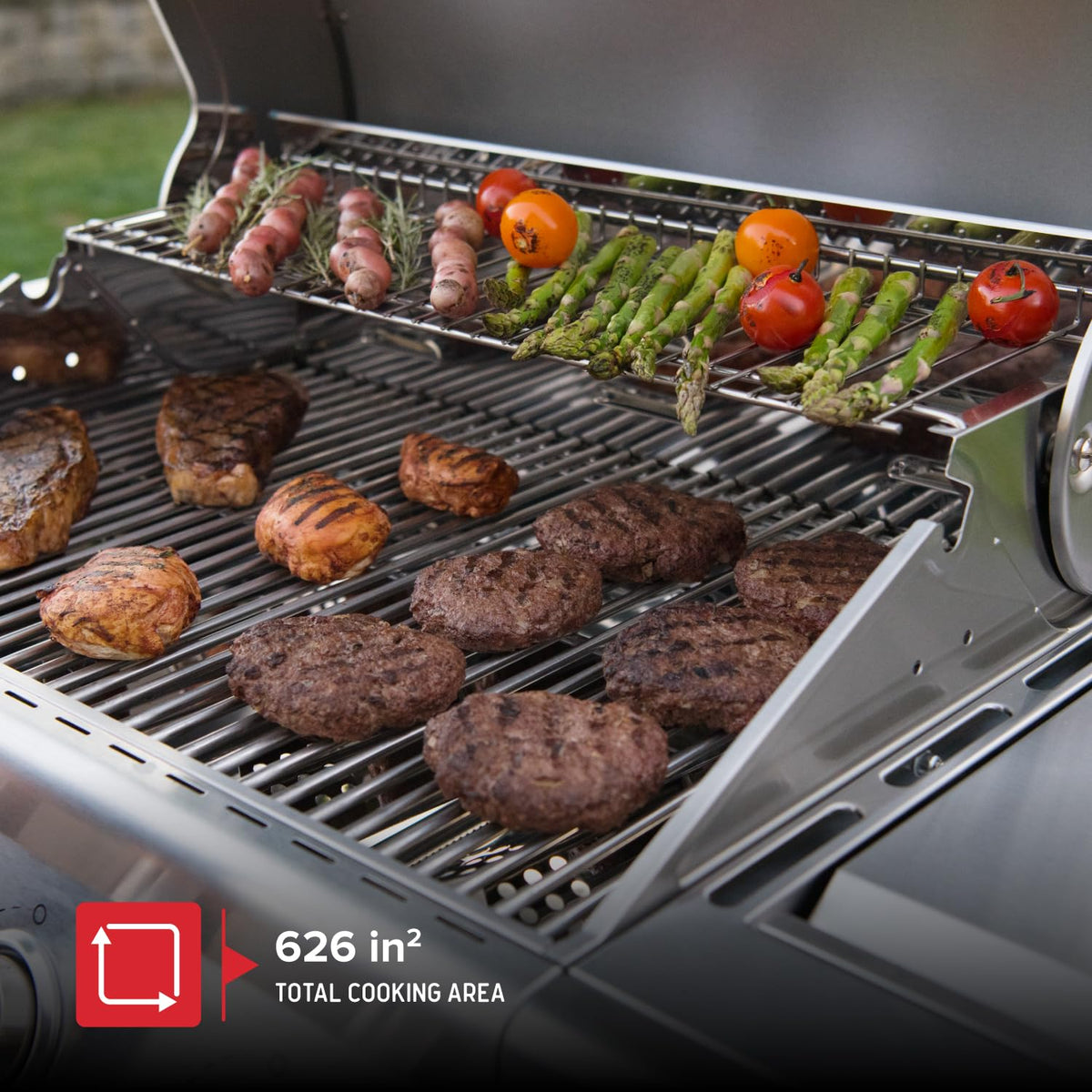 Nexgrill stainless steel grates provide even heat and easy cleanup
