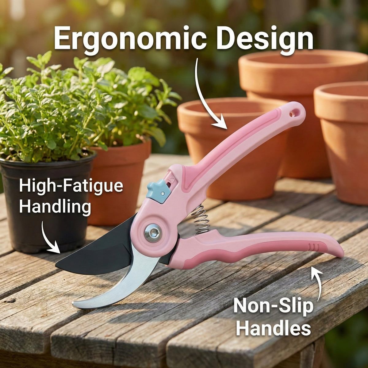 NEXON pink garden clippers set for versatile pruning tasks.