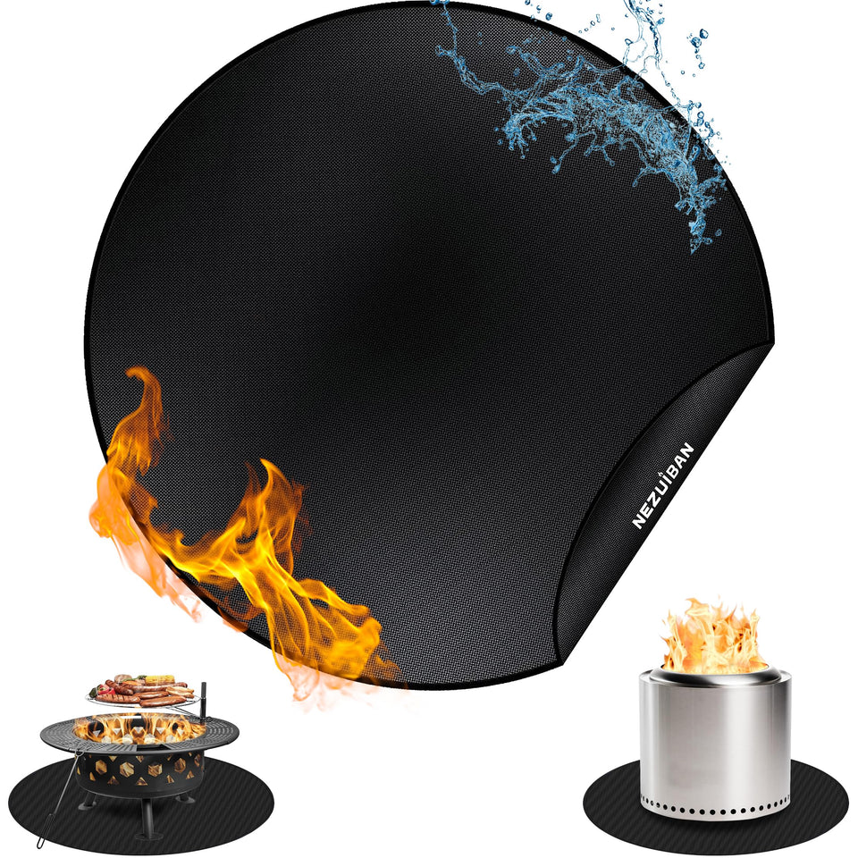 NEZUIBAN Solo Stove Bonfire fire pit mat protects the deck from heat and embers.