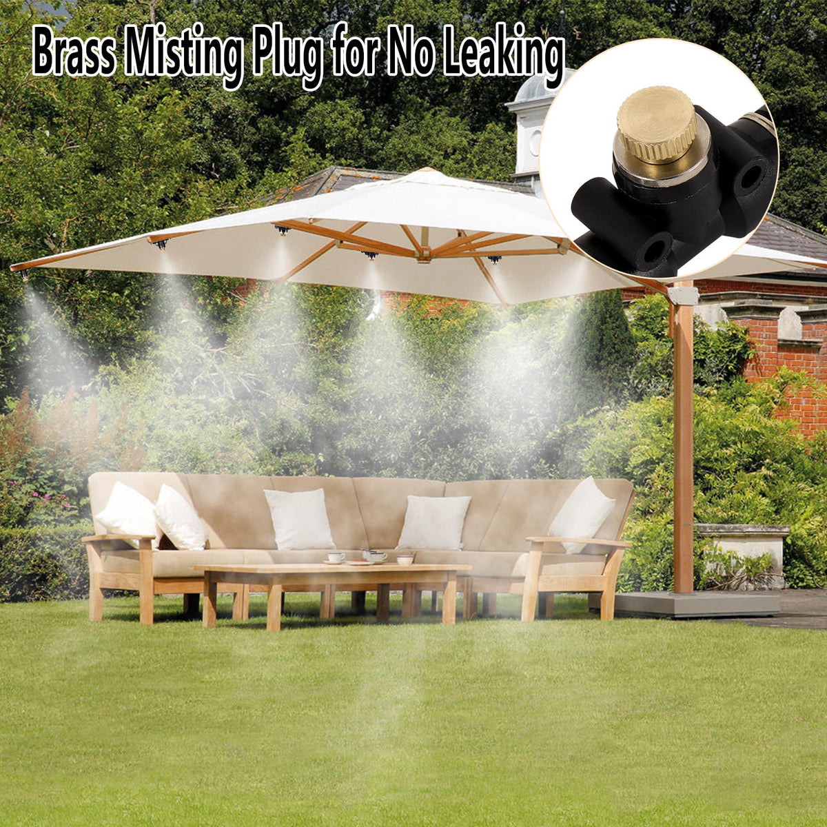 NFAMRZCAR easy-install brass misting nozzle plug simplifies setup with no tools.