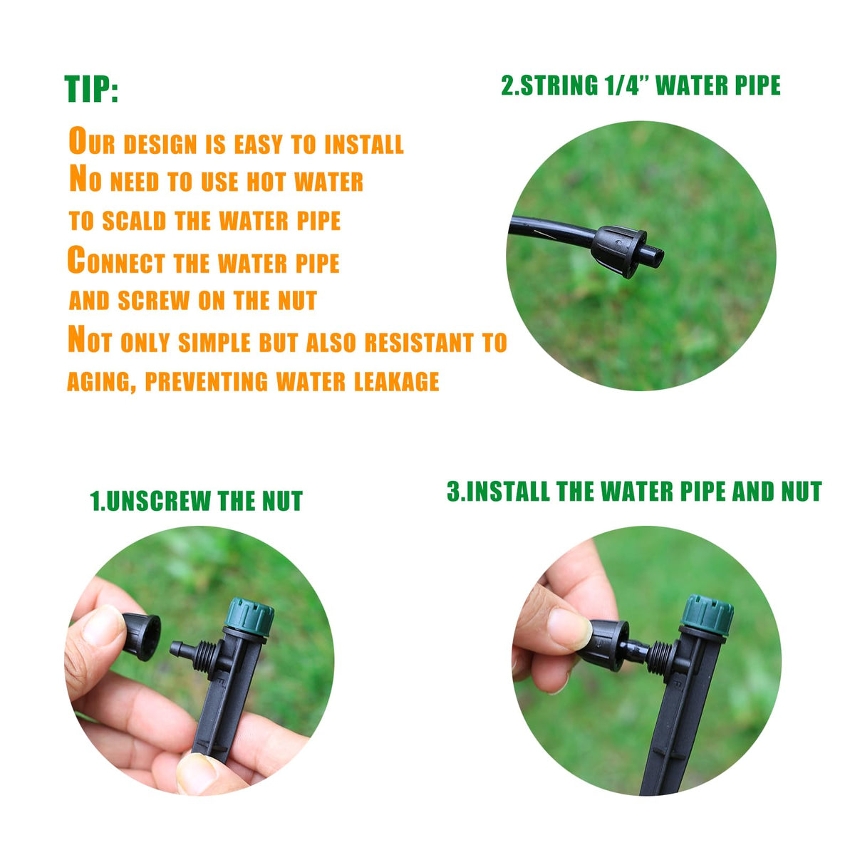NFAMRZCAR 360 degree dripper pattern provides flexible watering coverage.