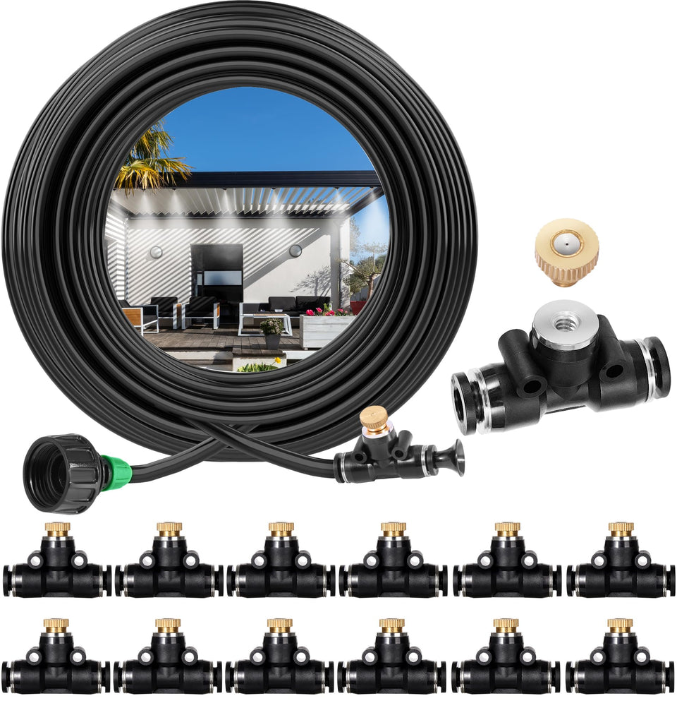 NFAMRZCAR 40ft outdoor mister line cools your patio efficiently.