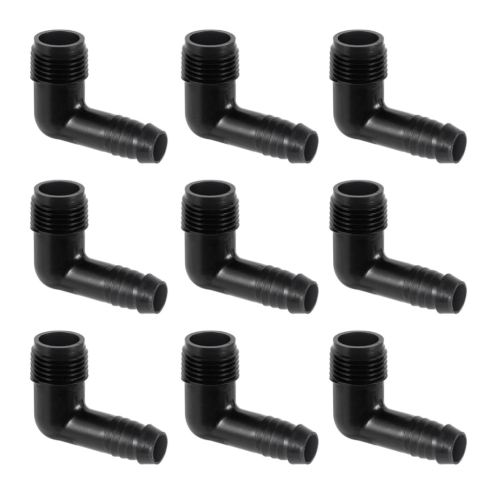 NFAMRZCAR 90-degree elbow fits 1/2 inch tubing for secure irrigation connections.