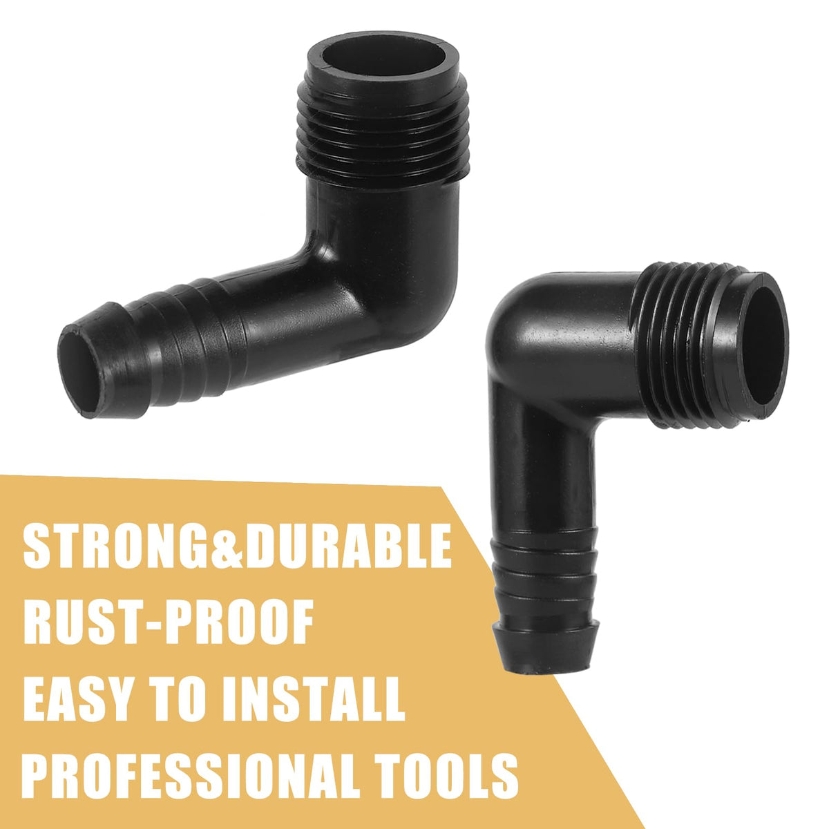 NFAMRZCAR barb-design tubing elbow keeps tubing tightly in place during runs.