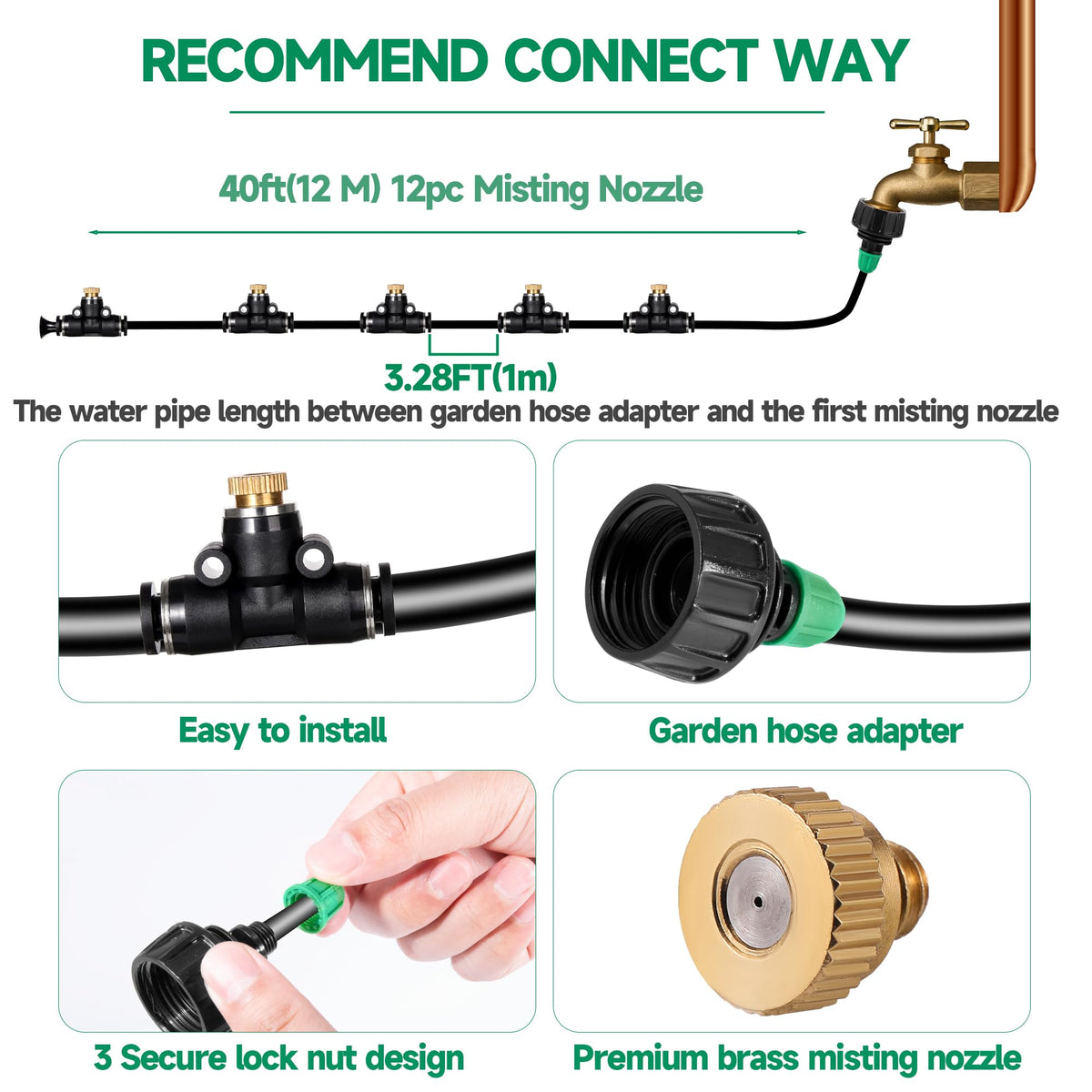 NFAMRZCAR brass mist nozzles deliver even spray and reduced clogging.