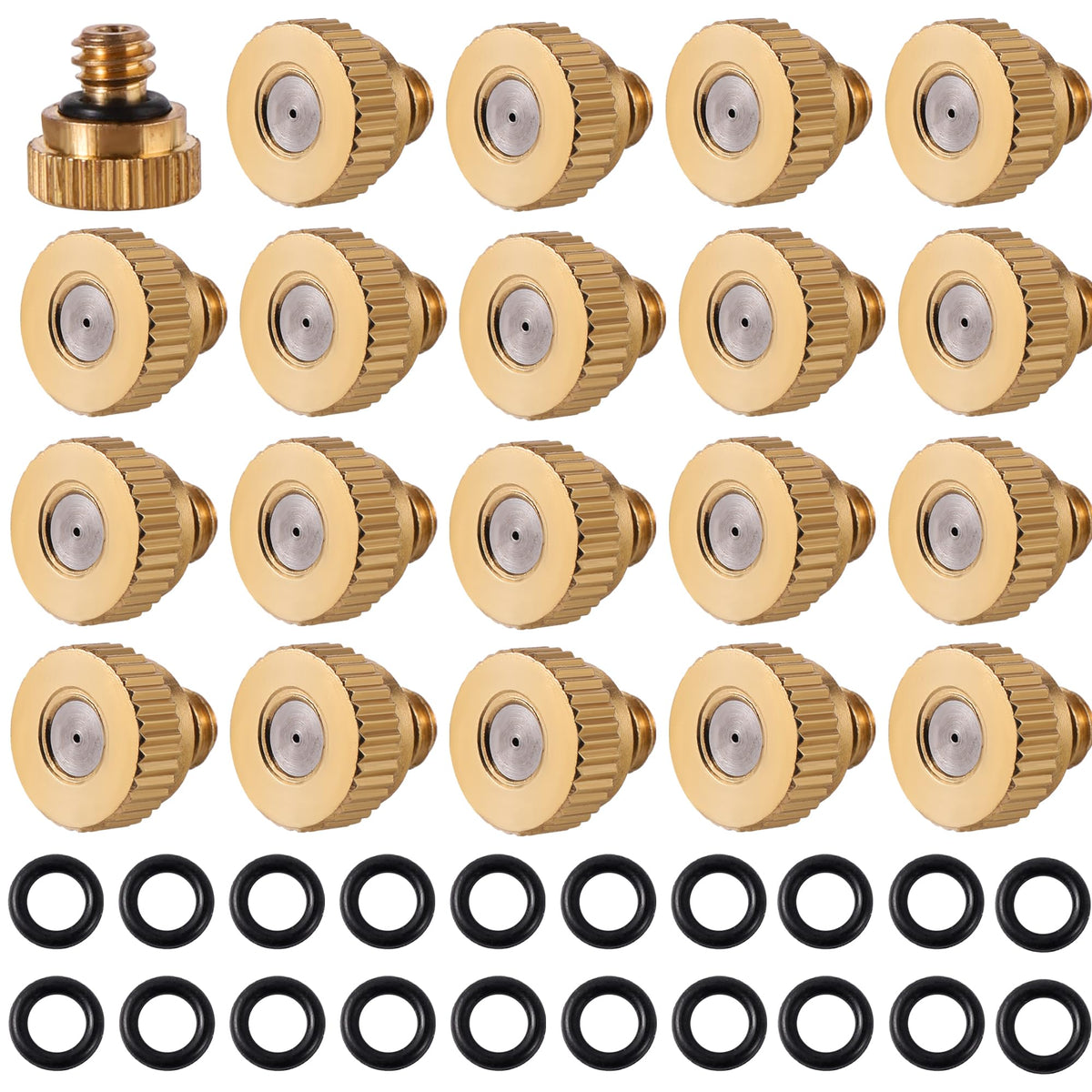 NFAMRZCAR brass misting nozzle closeup for outdoor cooling