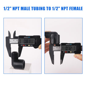 NFAMRZCAR 1/2in female-to-male NPT elbow secures garden irrigation.