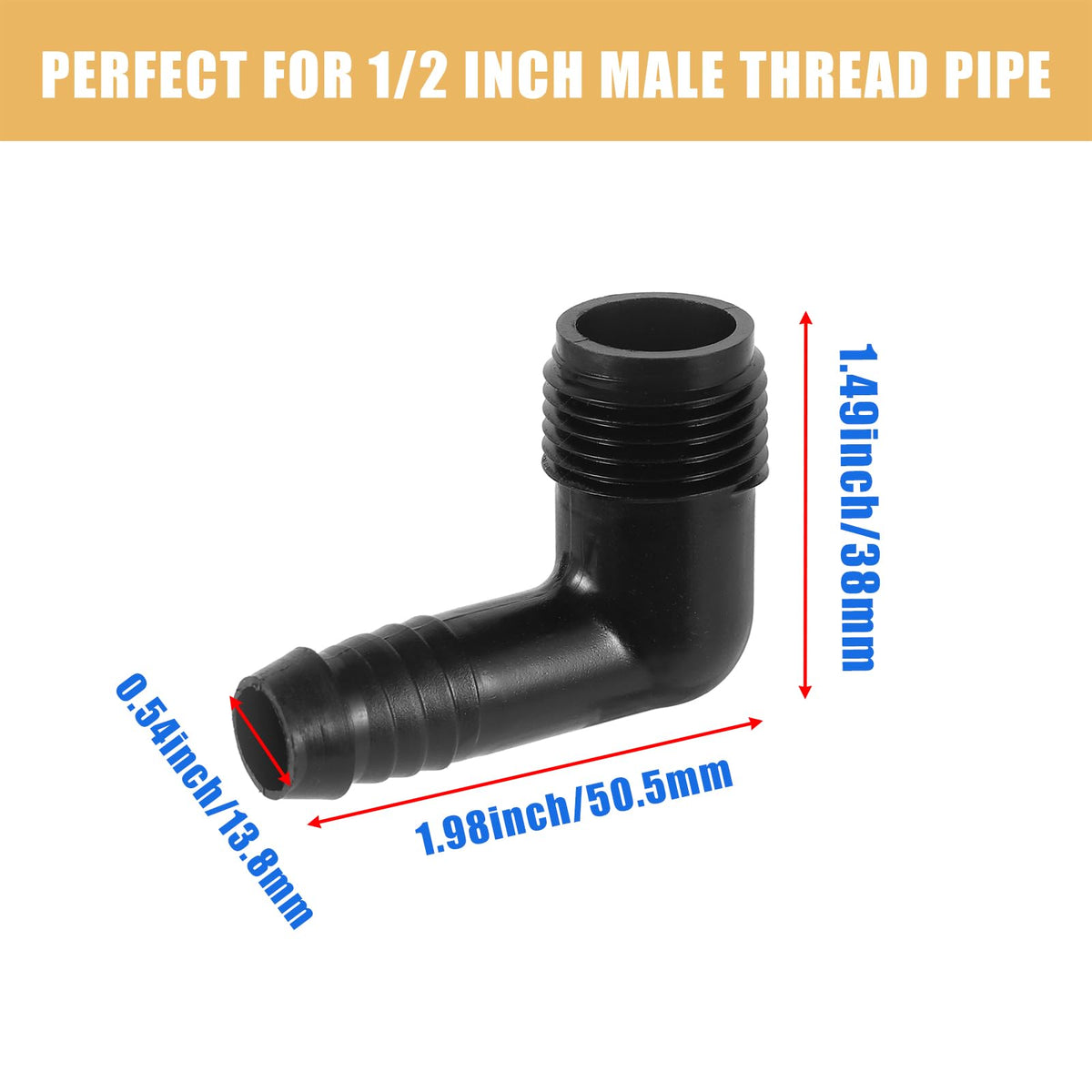 NFAMRZCAR plastic elbow connector withstands temperature changes for durable drip lines.