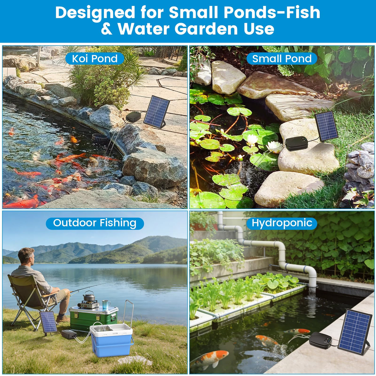 NFESOLAR 8W pond aerator in action produces steady bubbles for healthier water