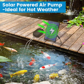 NFESOLAR 8W solar panel illuminated ready to charge powering pond aeration day and night