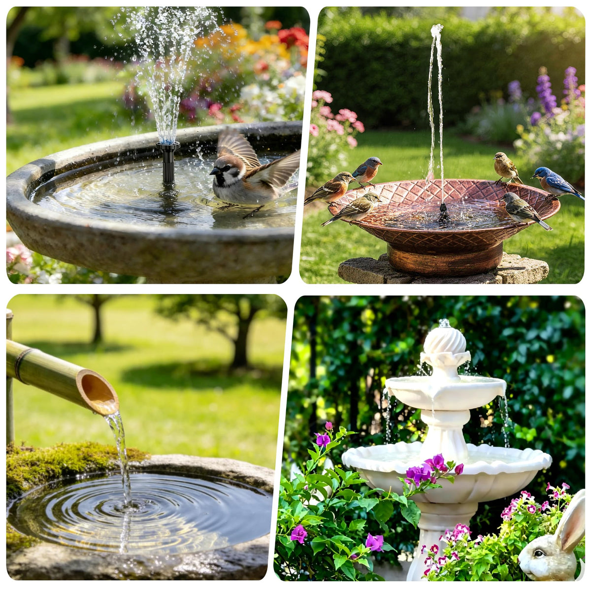 NFESOLAR birdbath setup ready for birds and decor
