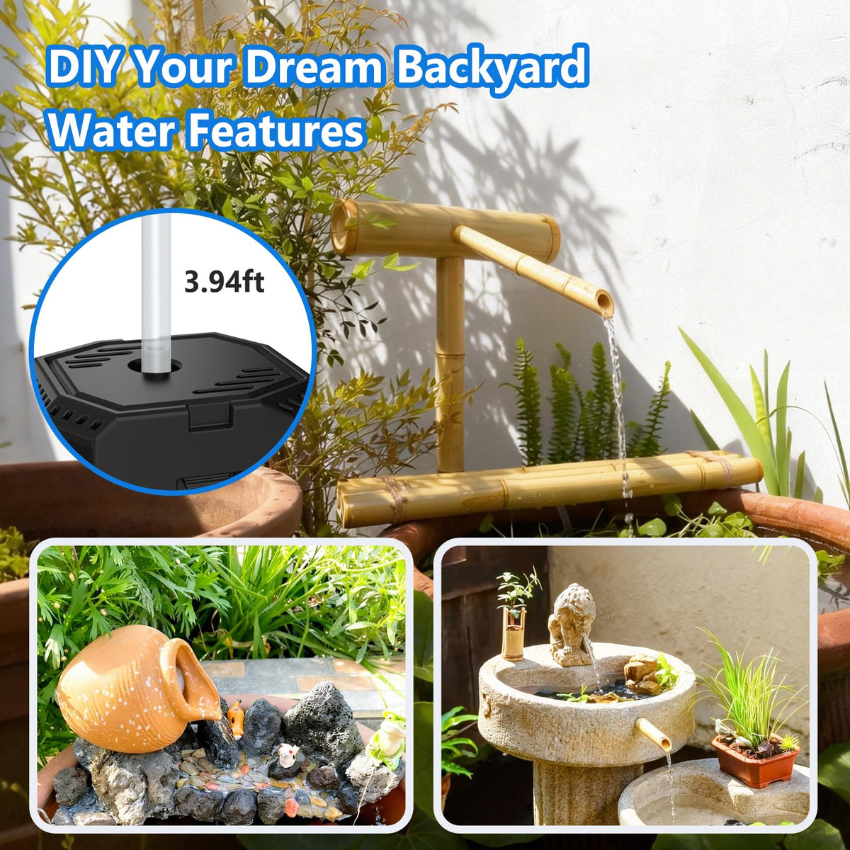 NFESOLAR garden-water-bird-fountain inviting birds with lively spray