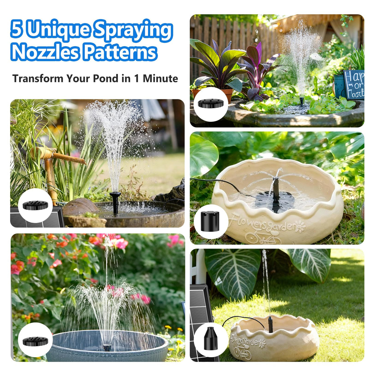 NFESOLAR five-nozzle set offers multiple spray patterns
