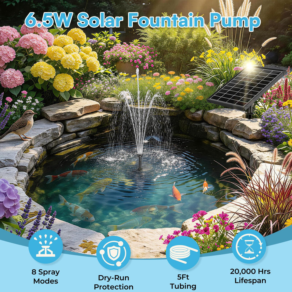 NFESOLAR quiet operation creates gentle movement that attracts wildlife.