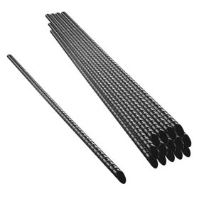 NHZ ground rebar stakes with 15 inch length and chisel point for tent anchoring.