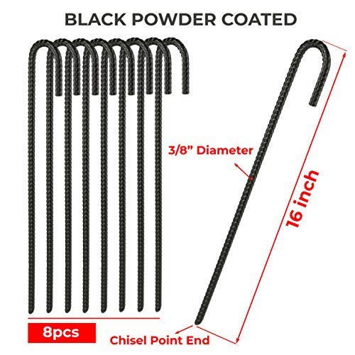 NHZ heavy-duty J-hook ground anchors provide reliable garden support.