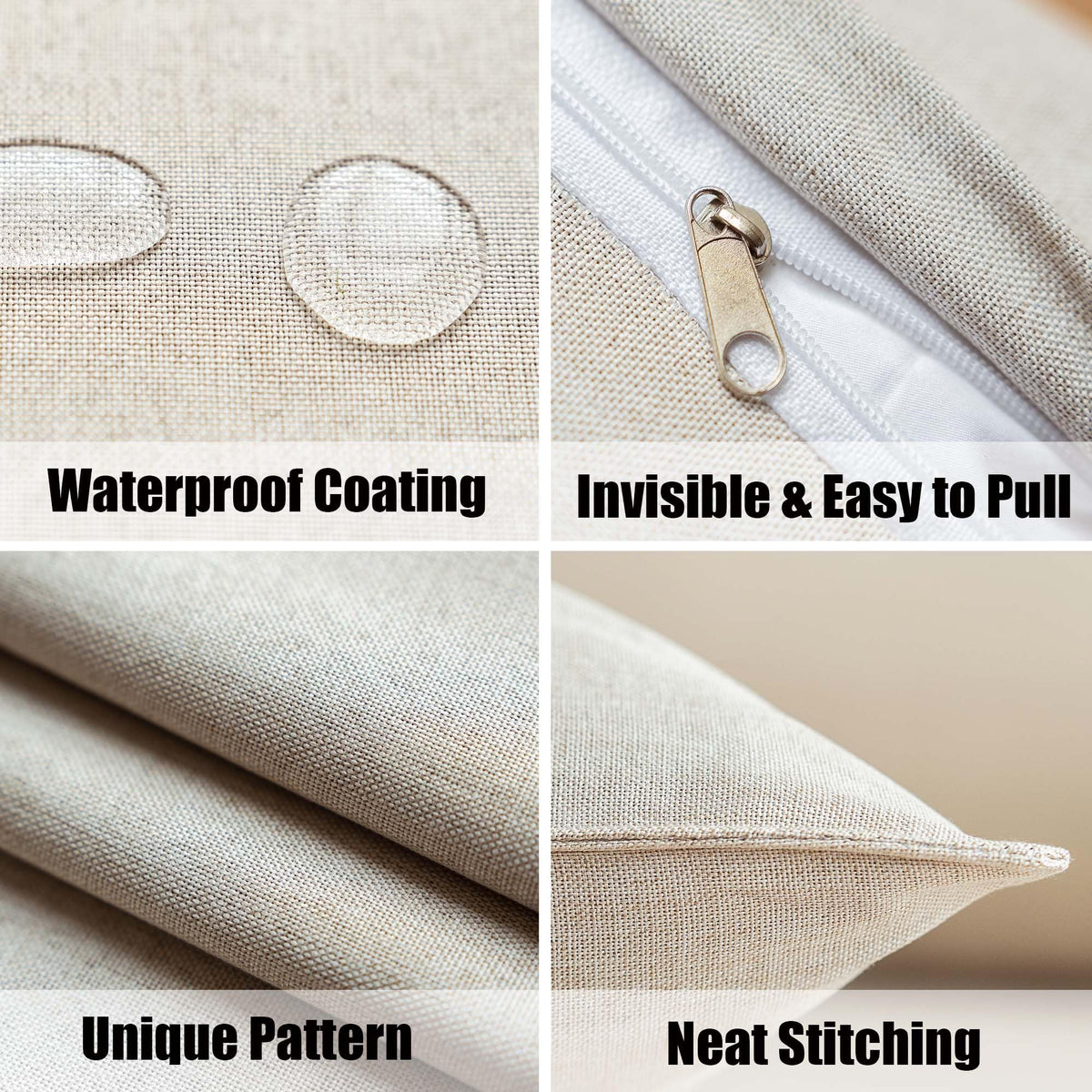 Hidden zipper design on NiNi ALL beige pillow cover for a seamless look.