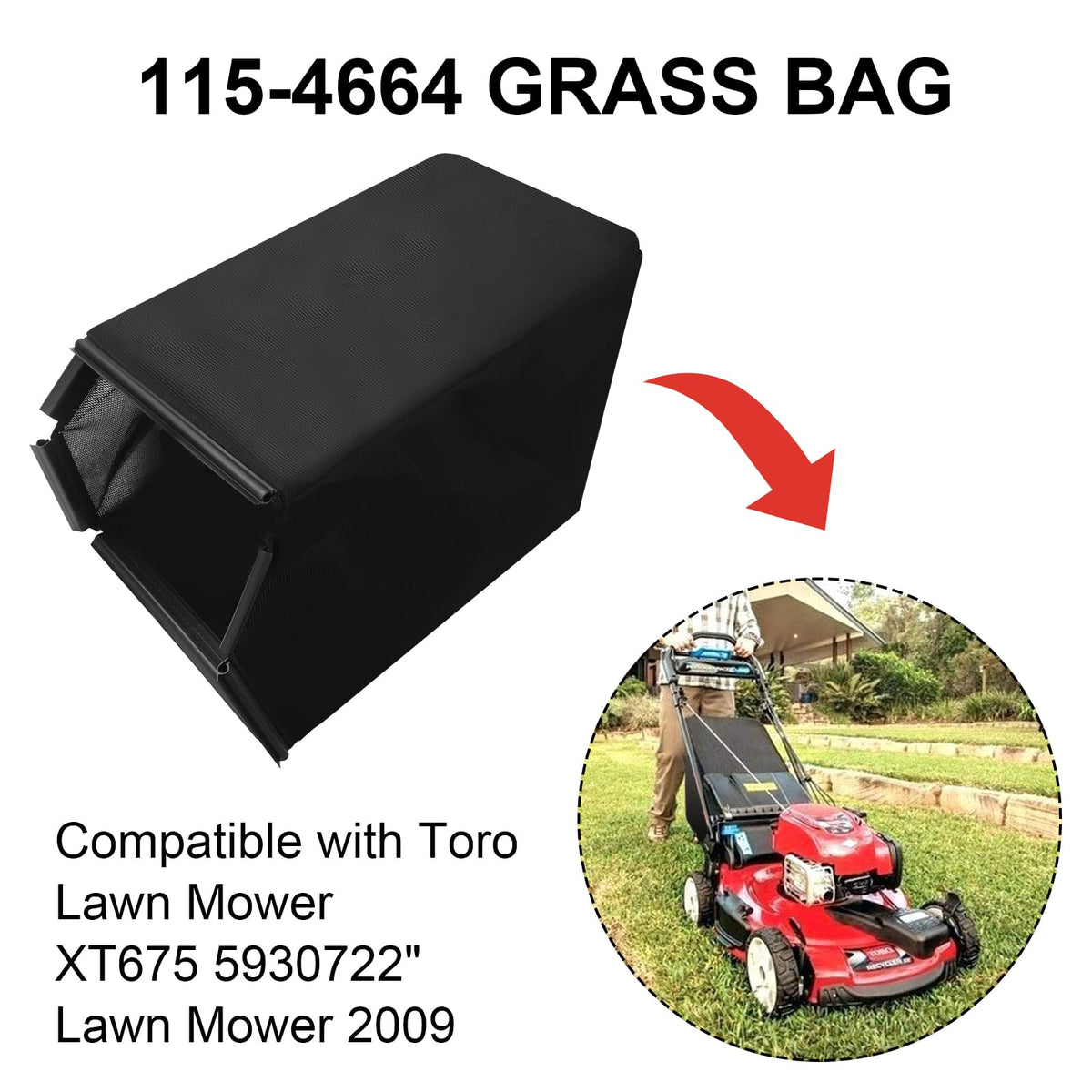 Niahm 115-4664 durable, reusable bag reduces waste during lawn maintenance.