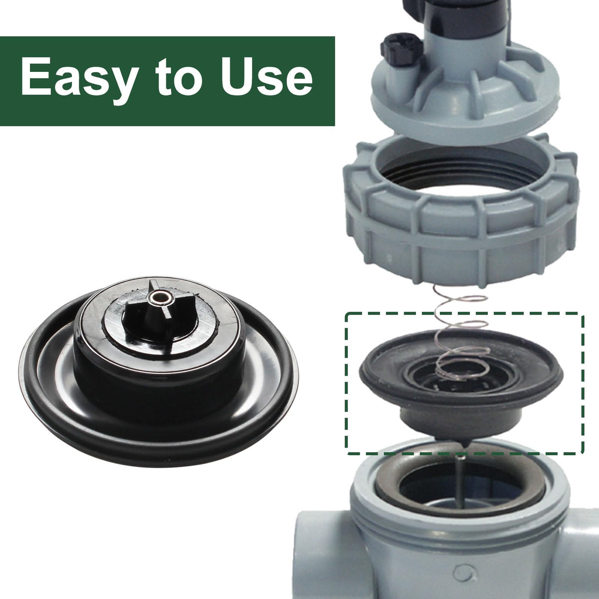 Niahm replacement diaphragm offers simple installation in Irritrol 2400 and 2600 models.