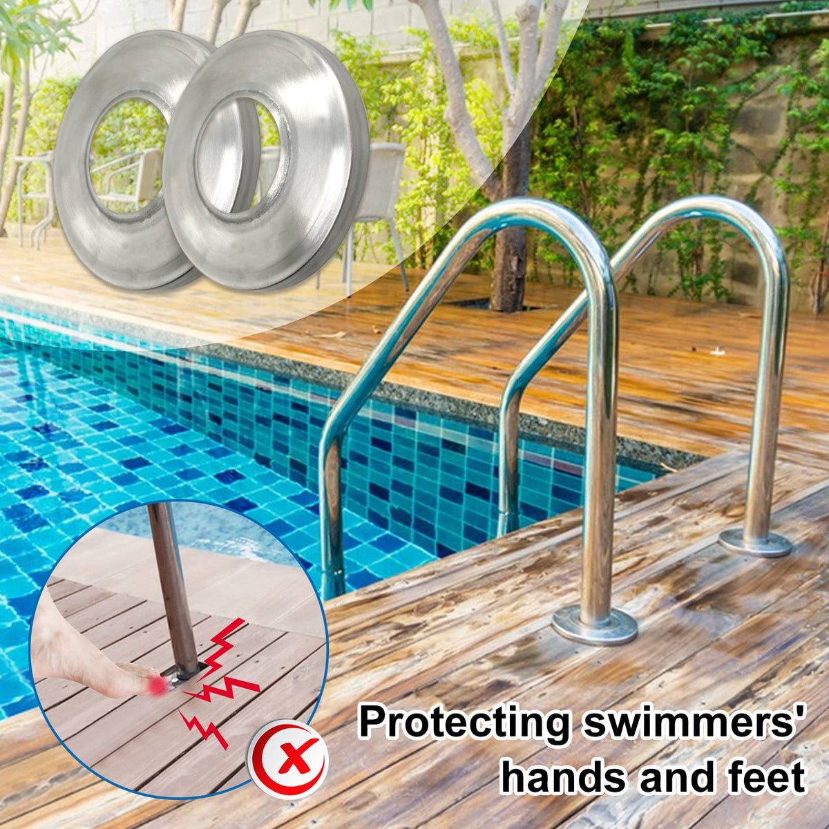 Niahm pool ladder escutcheon outer diameter 110mm for standard ladders
