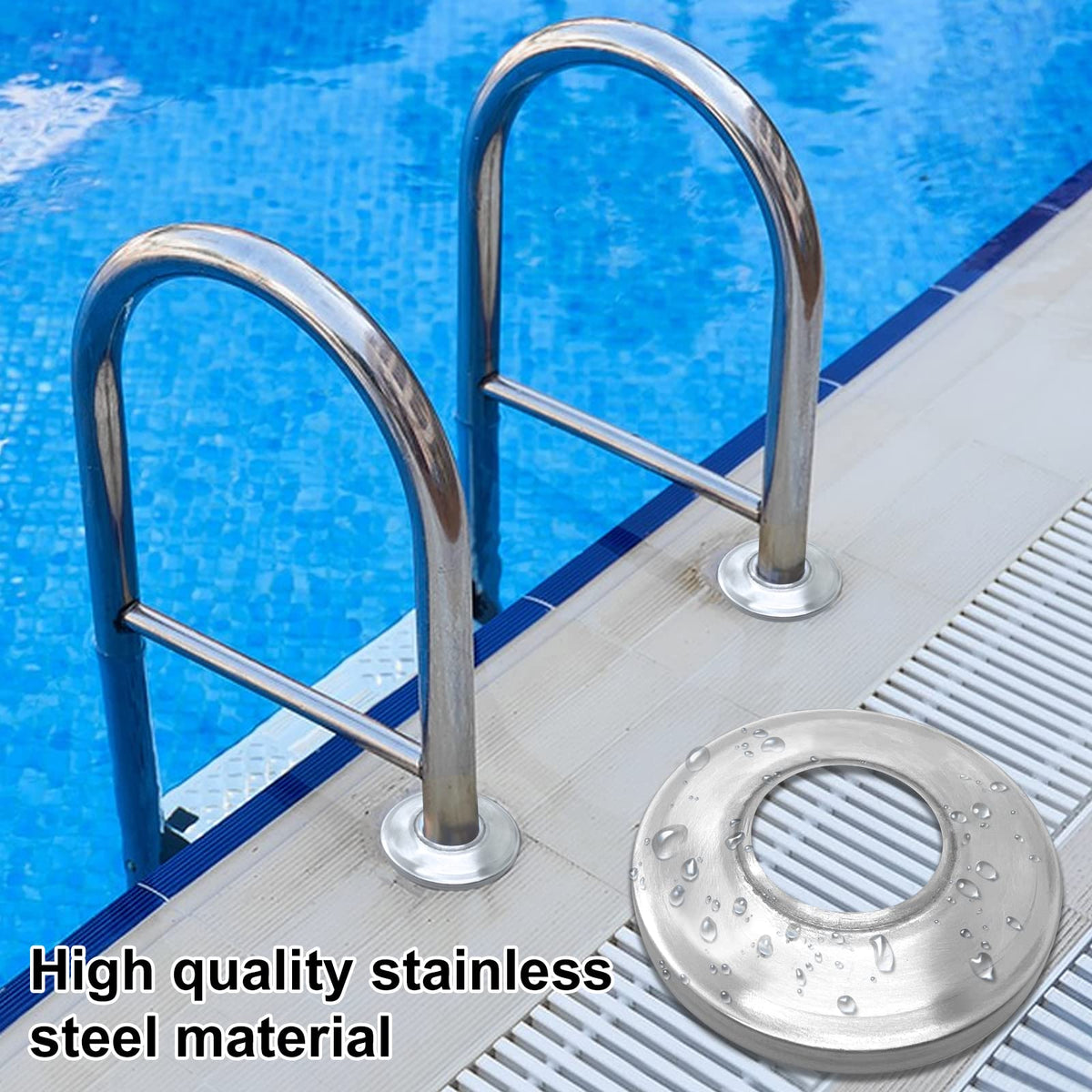Niahm pool ladder escutcheon polished finish adds sleek look