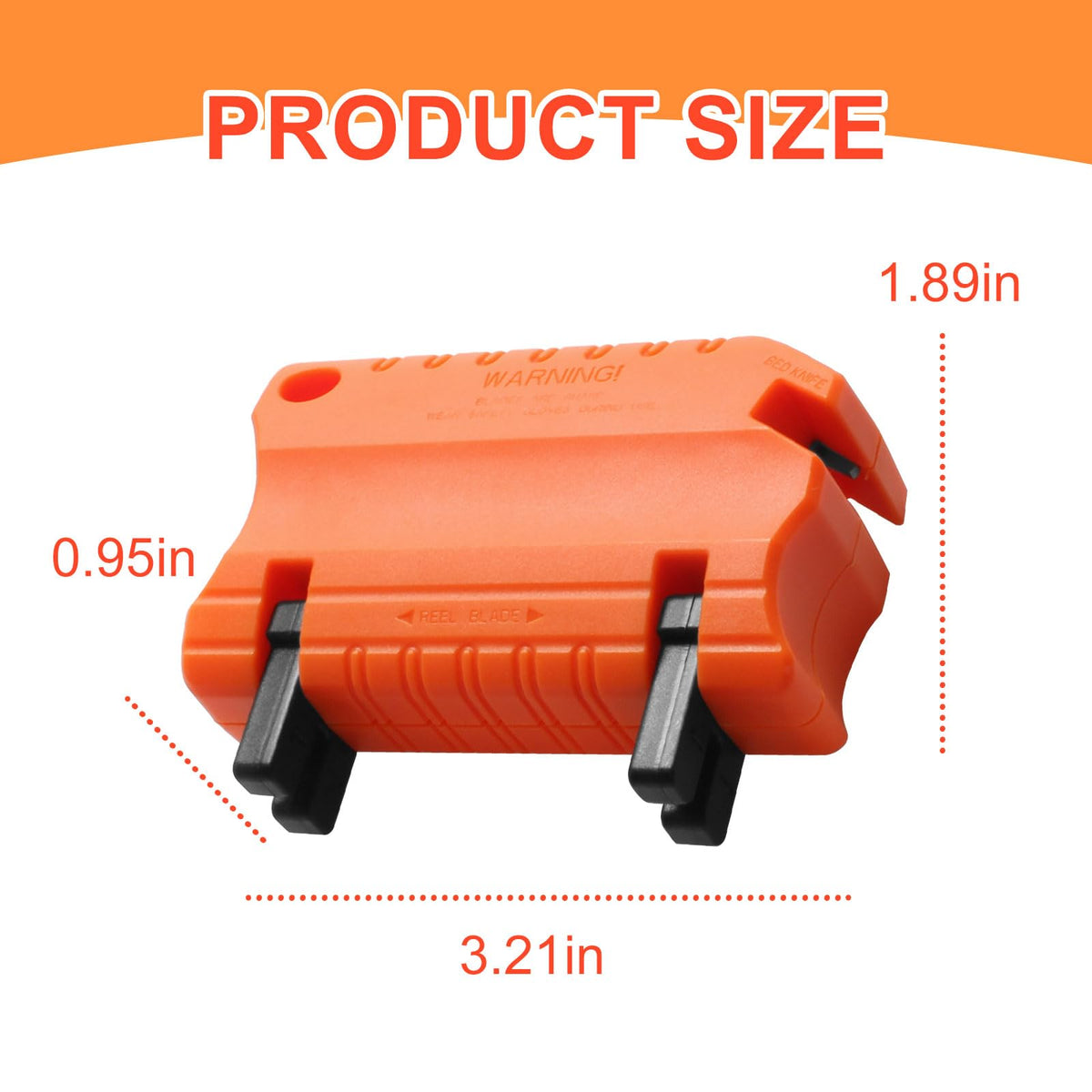 Niahm sharpener close-up shows orange handle for precise edge work.