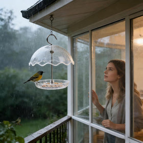 NICAI Kitchen bird feeder with clear dome offers easy seed monitoring for daily feeding